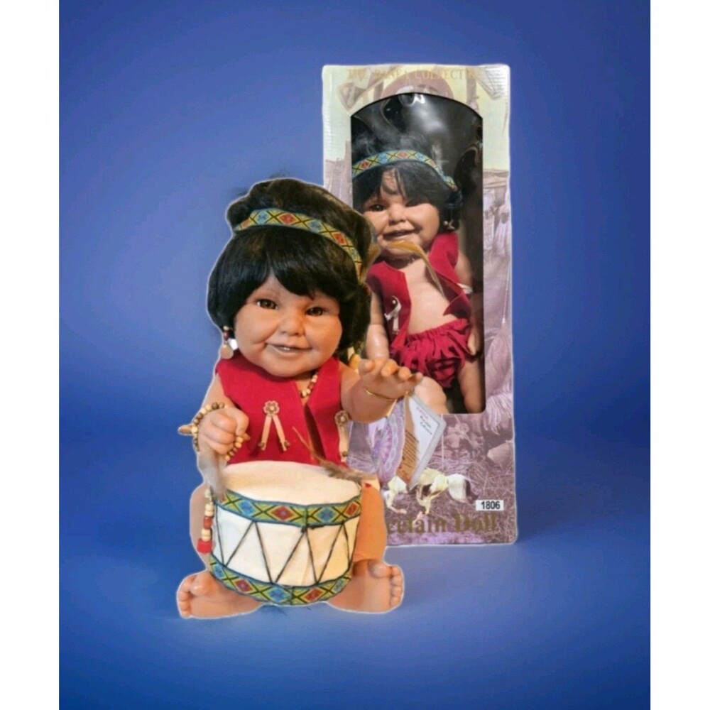 BOY #1806 Danea Collection Doll 16 🥁 NATIVE AMERICAN Indian HAPPY BOY w DRUM